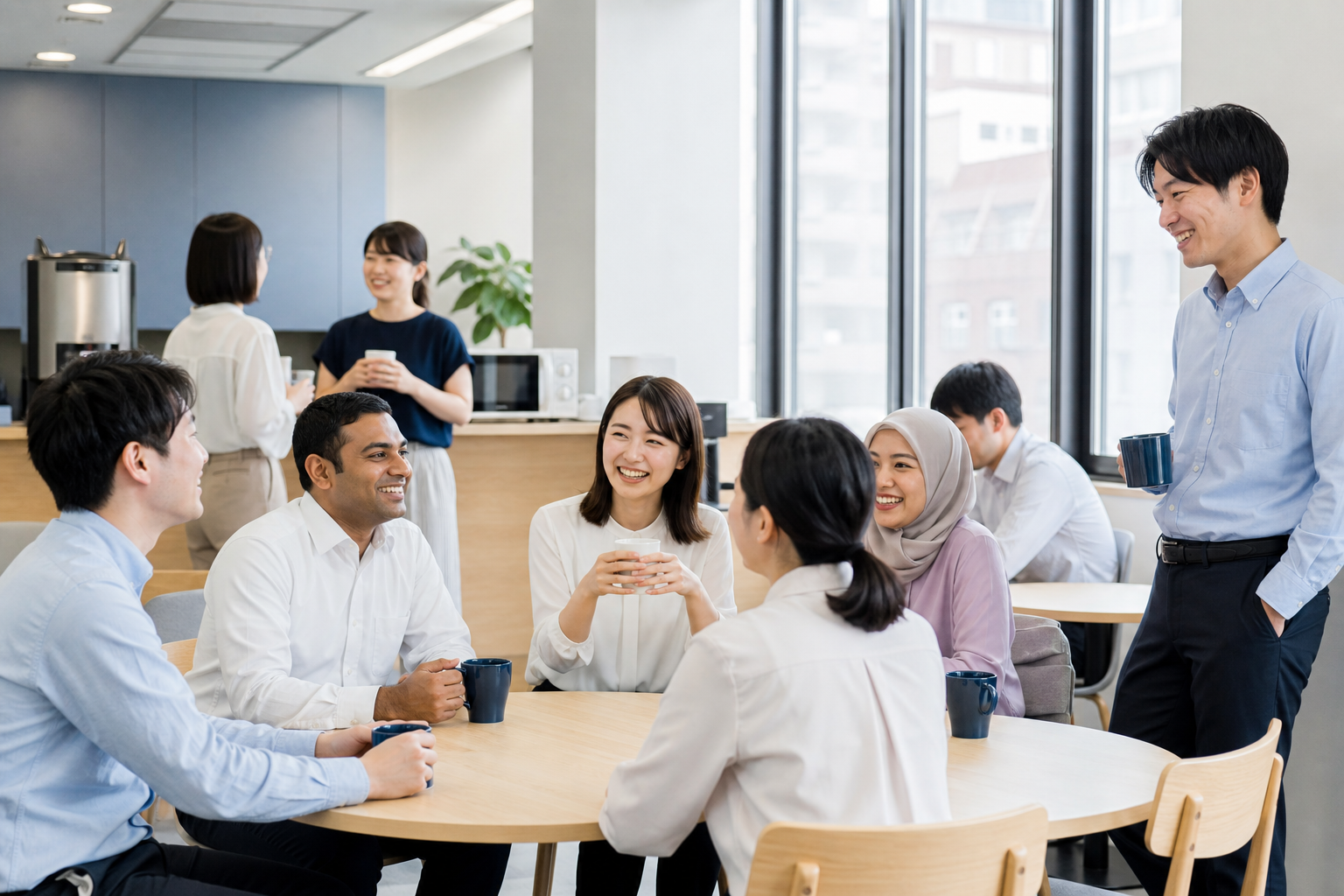 多国籍のスタッフが話し合う様子